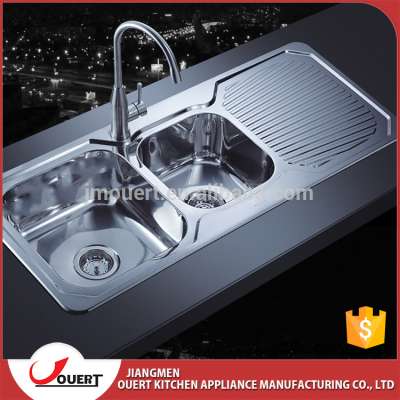 2017 sri lanka stainless steel double bowl kitchen sink with drainboard